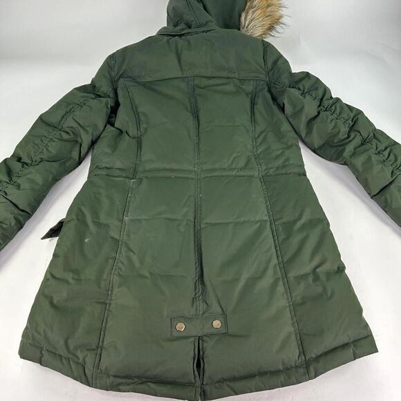 Sam Edelman Jinny Down Parka Jacket Size M Faux Fur Hooded Coat Olive Green - Picture 3 of 12